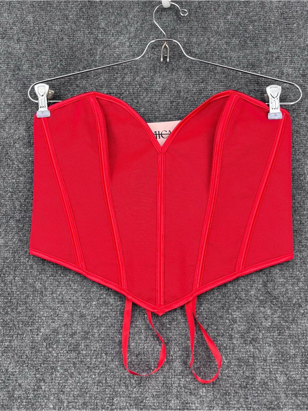 NWT Micas Red Boned Corset Top Women’s L Sexy Overbust Steampunk Cosplay
